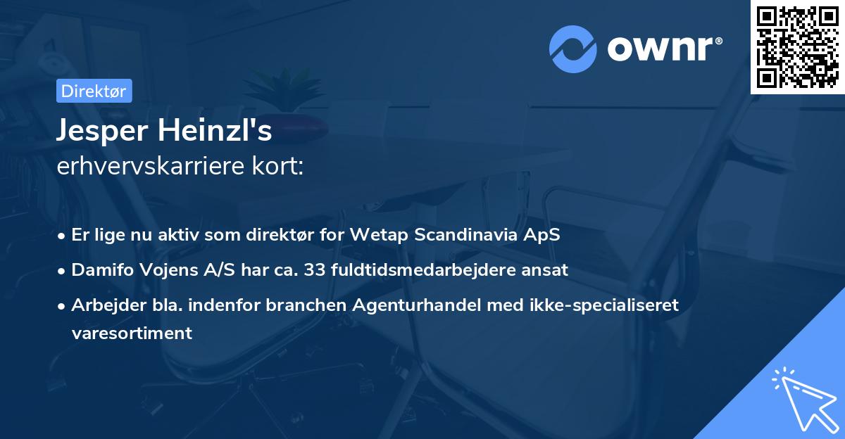 Jesper Heinzl's erhvervskarriere kort