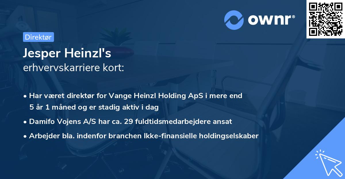 Jesper Heinzl's erhvervskarriere kort