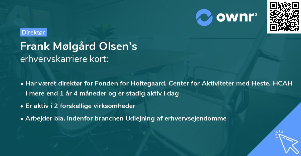 Frank Mølgård Olsen's erhvervskarriere kort