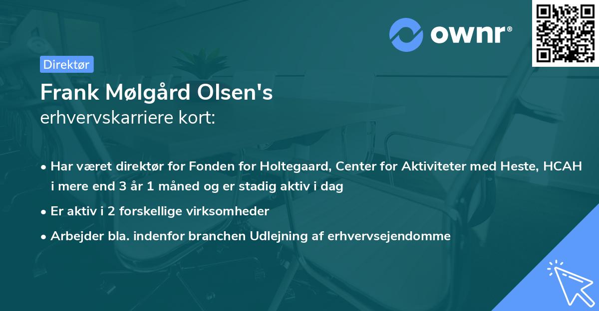 Frank Mølgård Olsen's erhvervskarriere kort