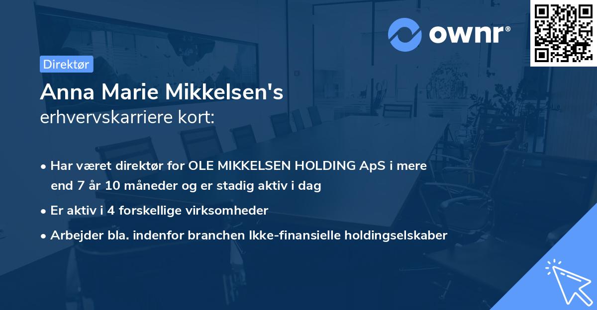 Anna Marie Mikkelsen's erhvervskarriere kort