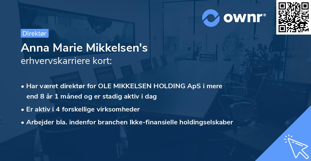 Anna Marie Mikkelsen's erhvervskarriere kort