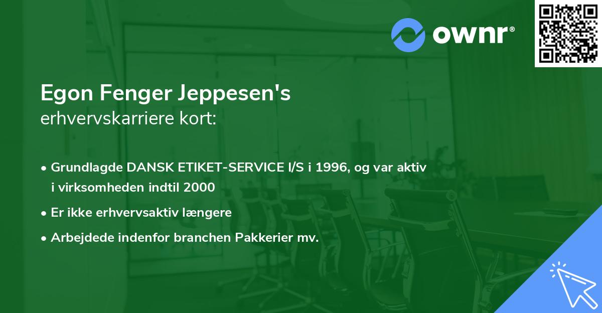Egon Fenger Jeppesen's erhvervskarriere kort