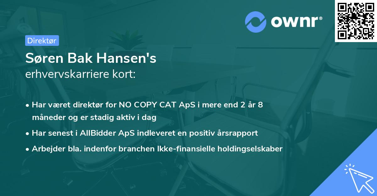 Søren Bak Hansen's erhvervskarriere kort
