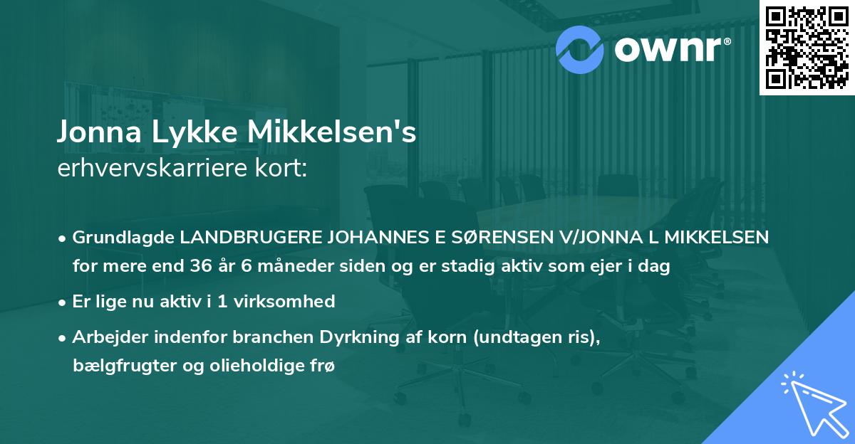 Jonna Lykke Mikkelsen's erhvervskarriere kort
