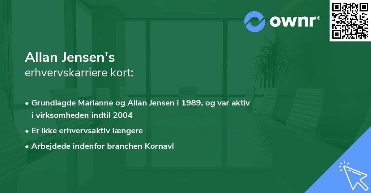 Allan Jensen's erhvervskarriere kort
