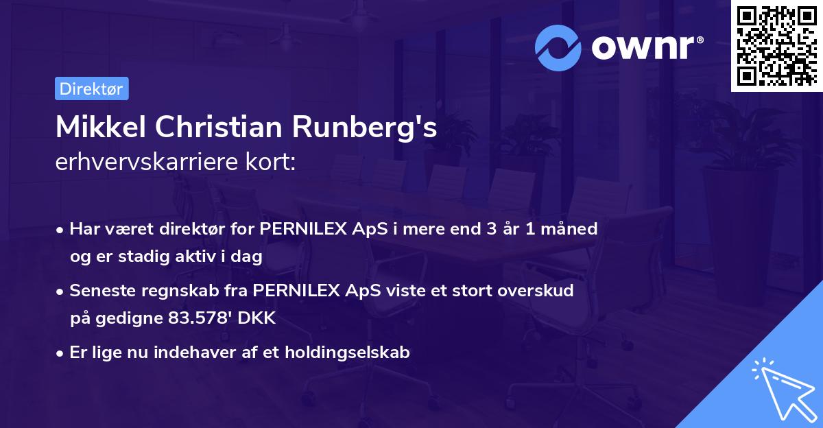 Mikkel Christian Runberg's erhvervskarriere kort