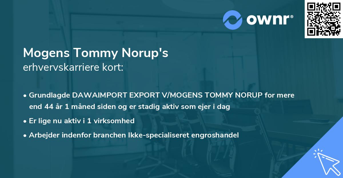 Mogens Tommy Norup's erhvervskarriere kort