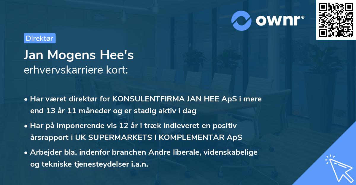 Jan Mogens Hee's erhvervskarriere kort