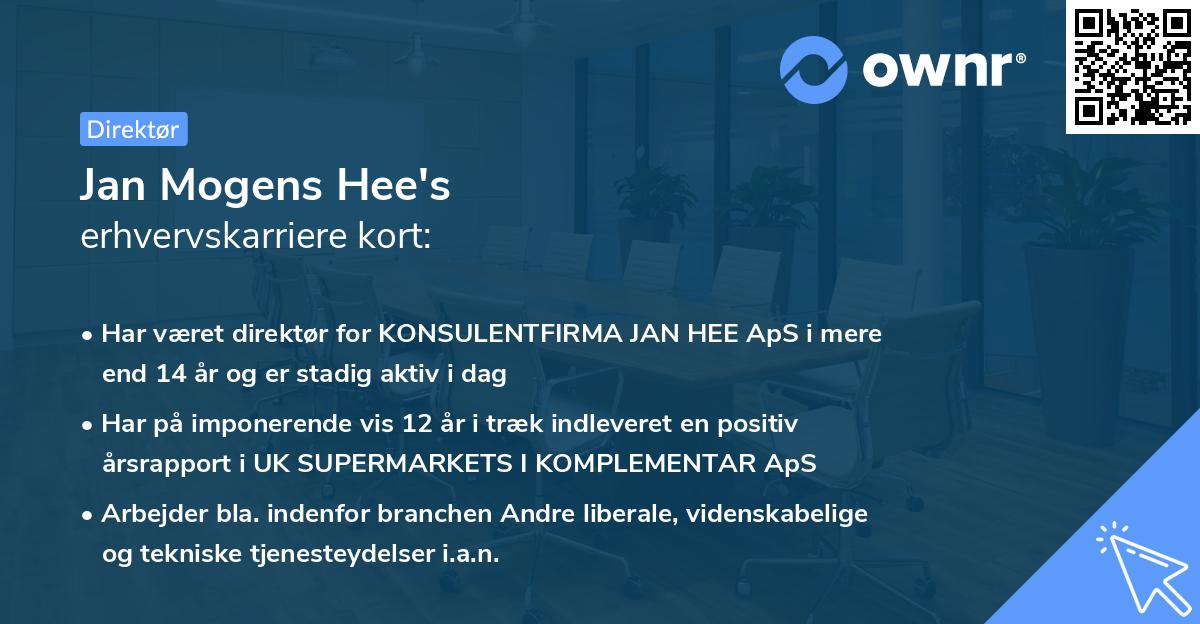 Jan Mogens Hee's erhvervskarriere kort