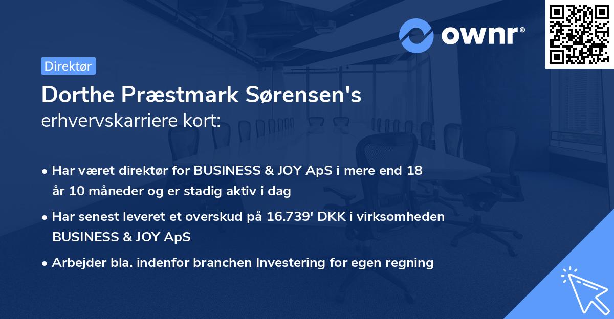 Dorthe Præstmark Sørensen's erhvervskarriere kort