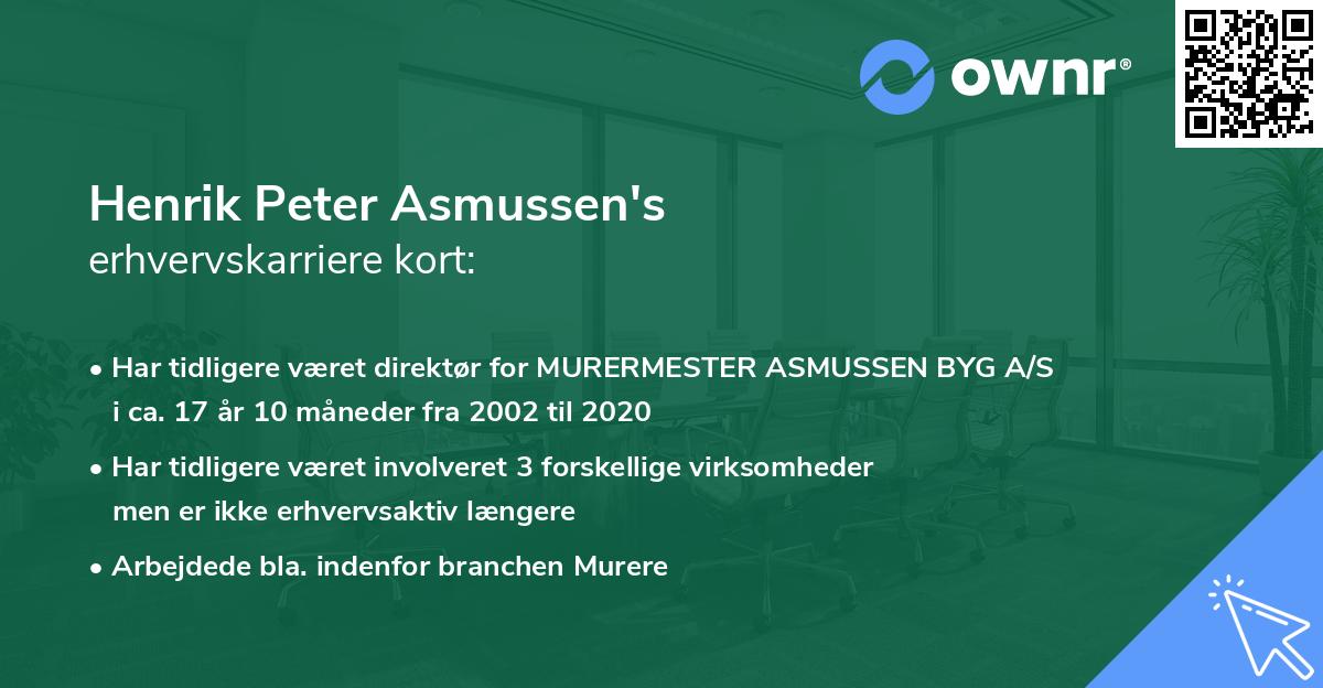 Henrik Peter Asmussen's erhvervskarriere kort