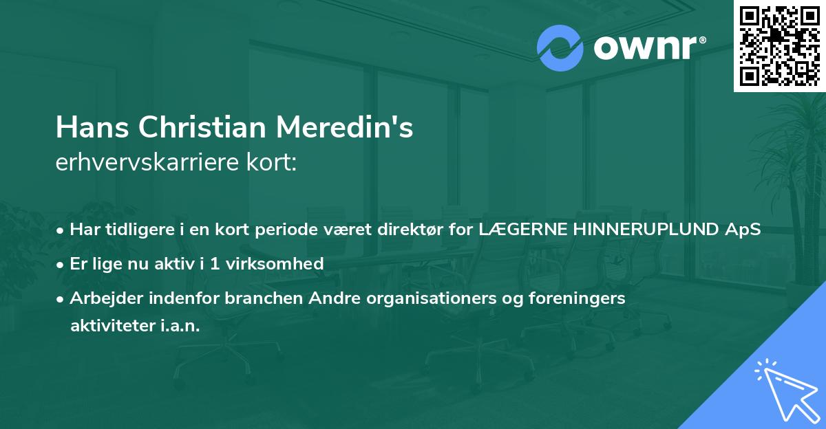 Hans Christian Meredin's erhvervskarriere kort