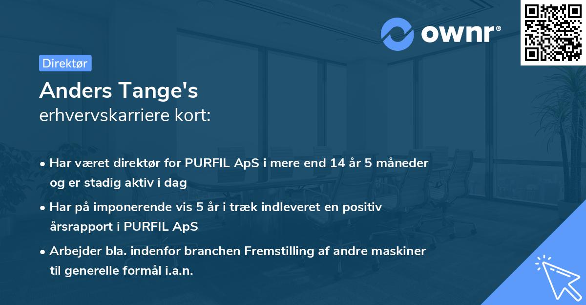Anders Tange's erhvervskarriere kort