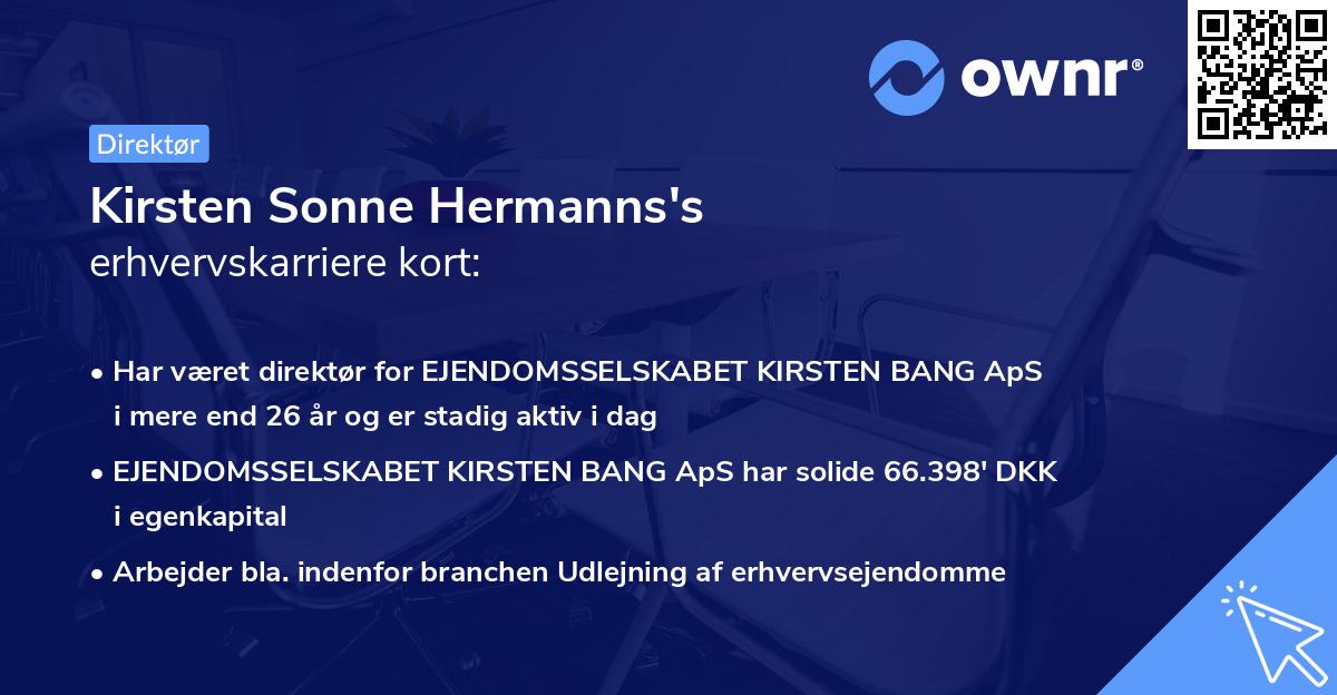 Kirsten Sonne Hermanns's erhvervskarriere kort