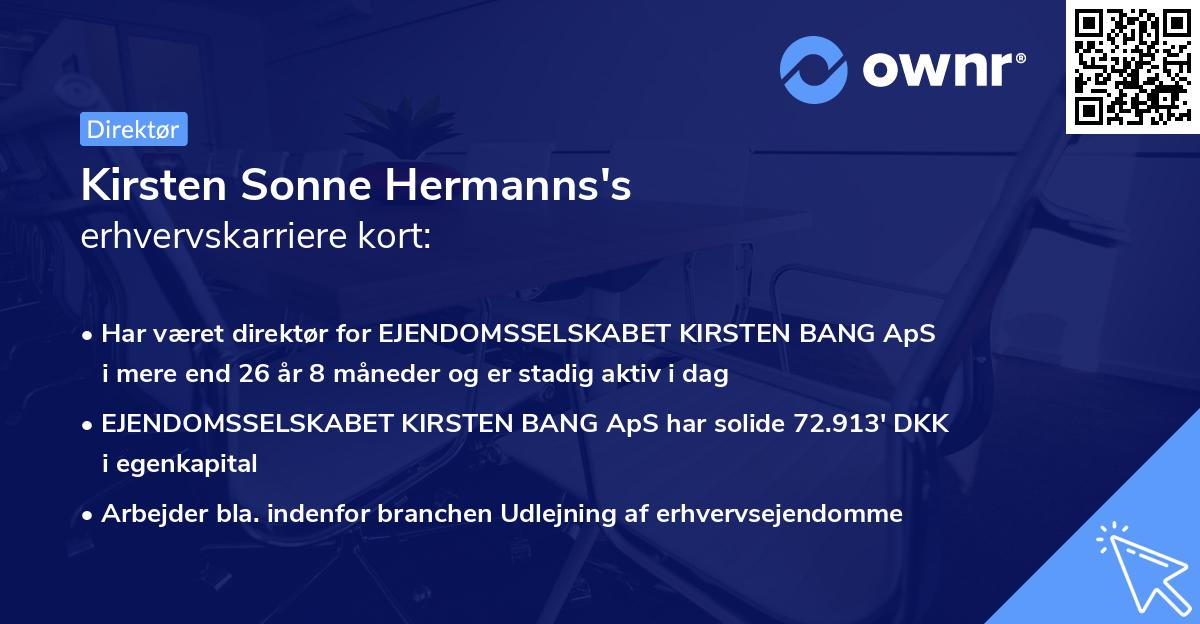 Kirsten Sonne Hermanns's erhvervskarriere kort