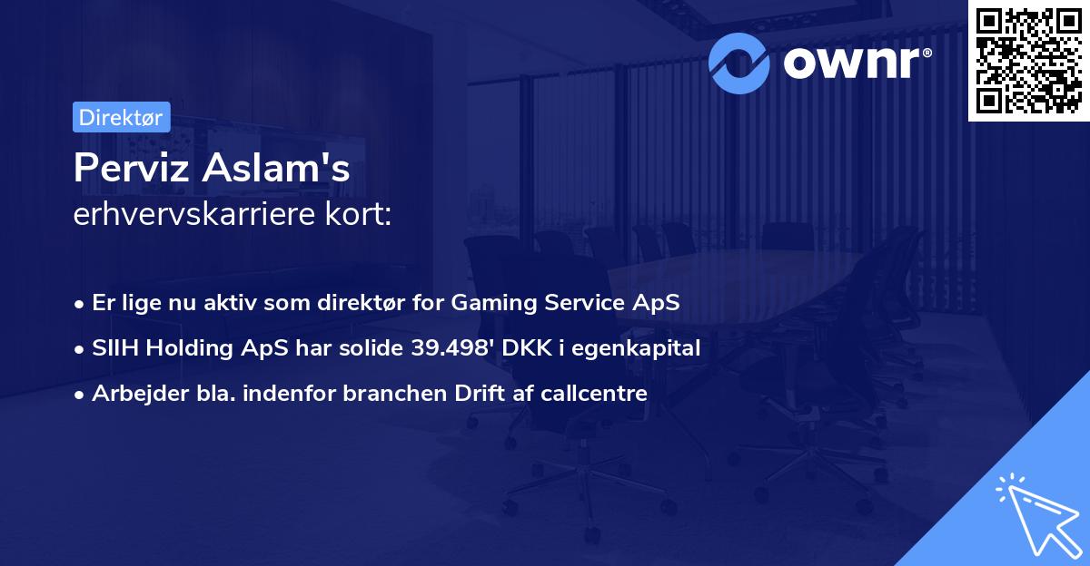 Perviz Aslam's erhvervskarriere kort