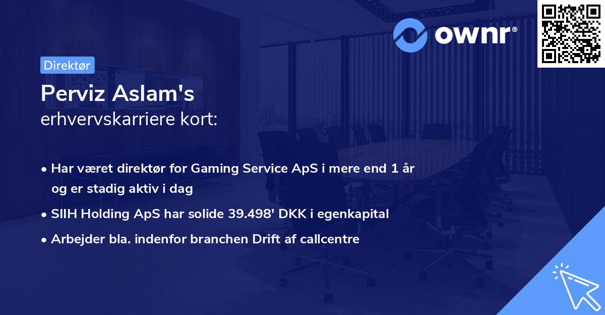 Perviz Aslam's erhvervskarriere kort