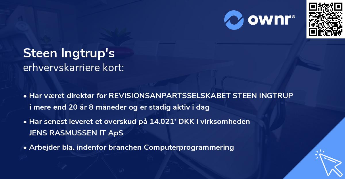 Steen Ingtrup's erhvervskarriere kort