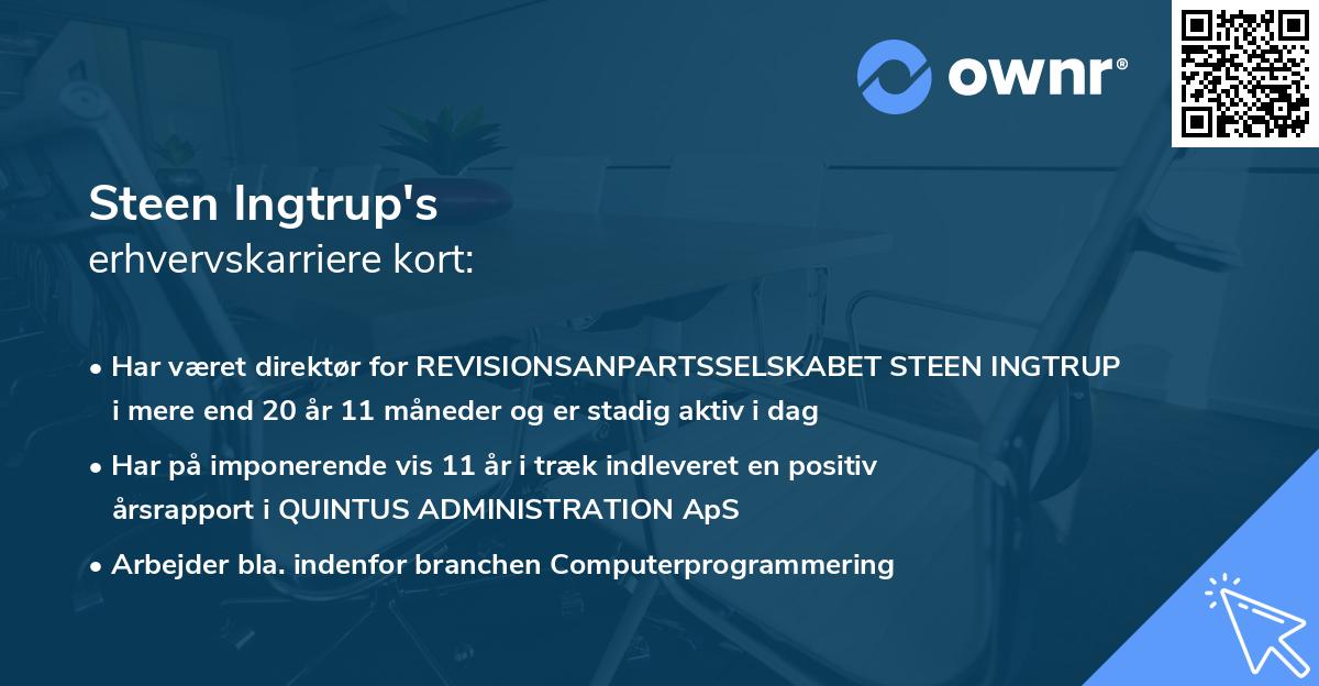 Steen Ingtrup's erhvervskarriere kort