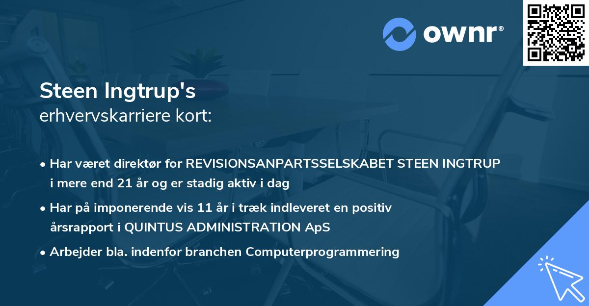 Steen Ingtrup's erhvervskarriere kort