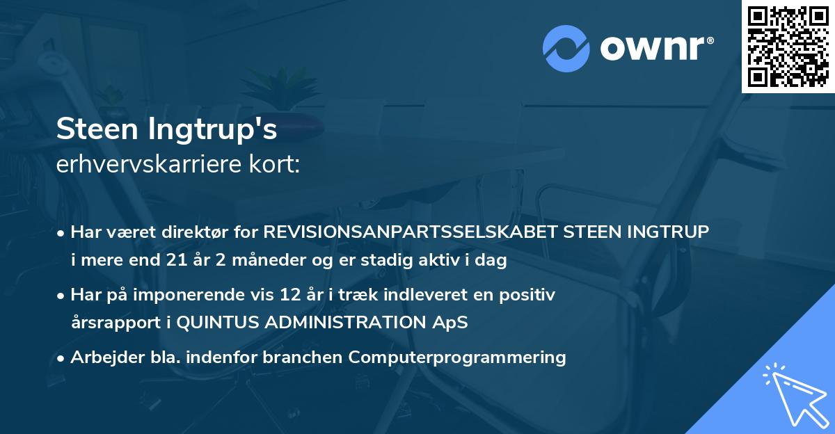 Steen Ingtrup's erhvervskarriere kort