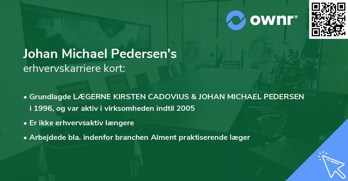 Johan Michael Pedersen's erhvervskarriere kort