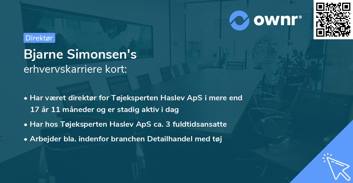Bjarne Simonsen's erhvervskarriere kort