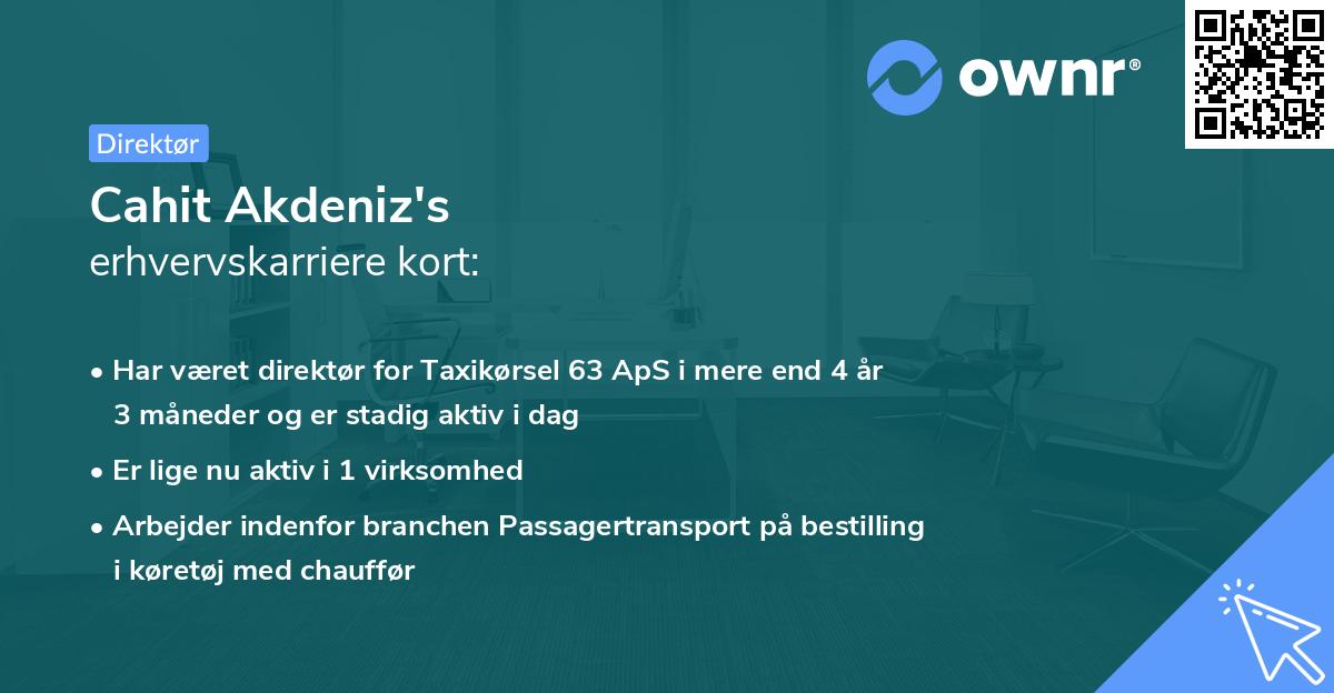 Cahit Akdeniz's erhvervskarriere kort