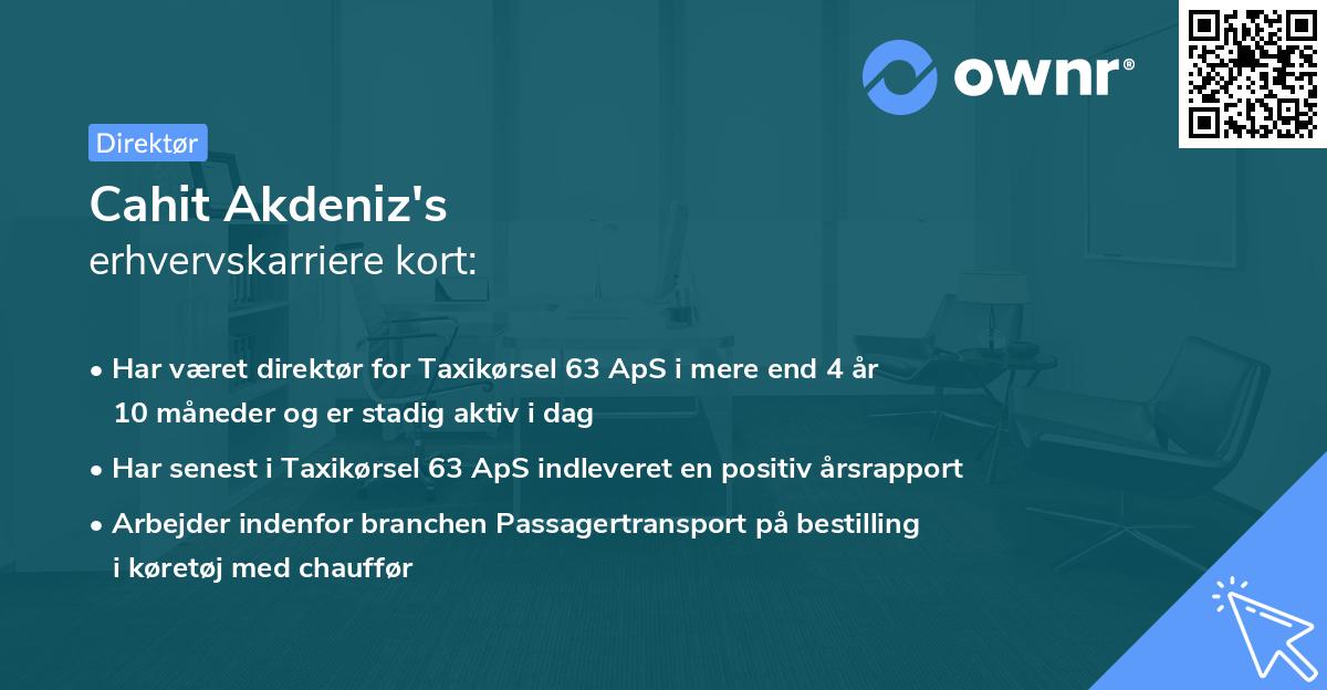 Cahit Akdeniz's erhvervskarriere kort