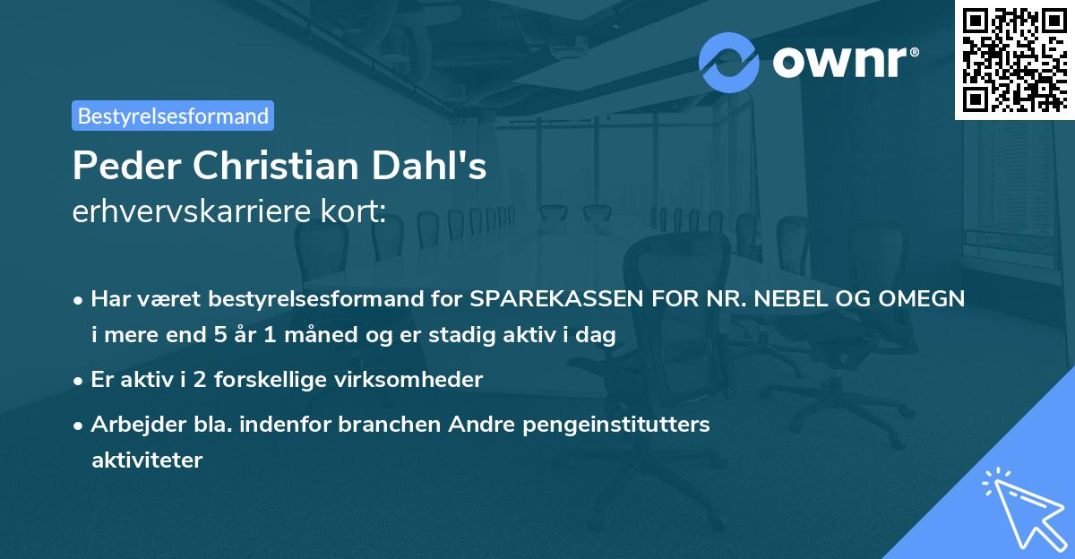 Peder Christian Dahl's erhvervskarriere kort