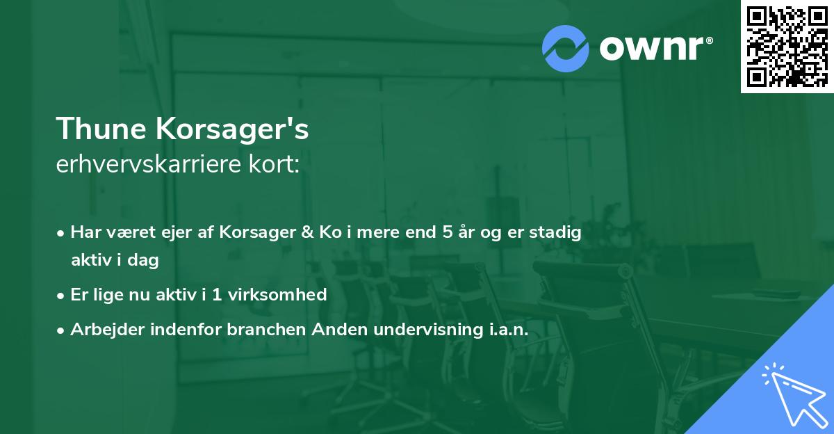 Thune Korsager's erhvervskarriere kort