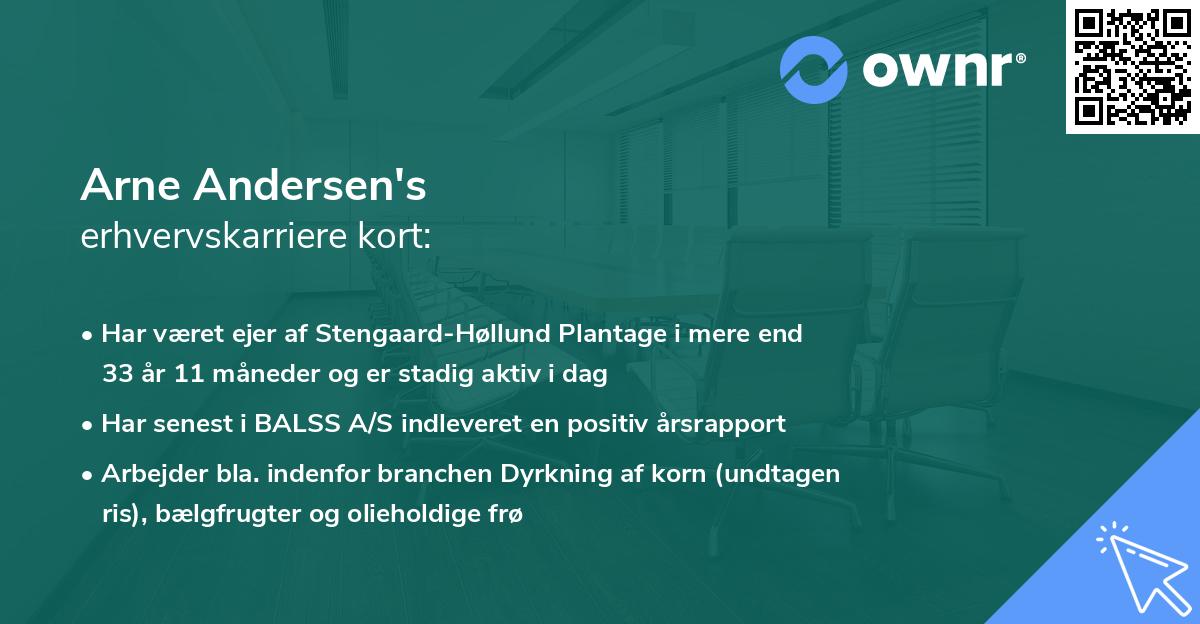 Arne Andersen's erhvervskarriere kort