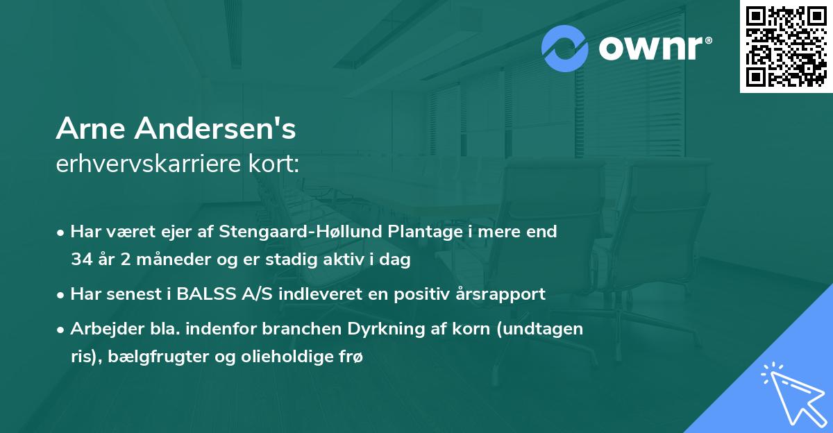 Arne Andersen's erhvervskarriere kort