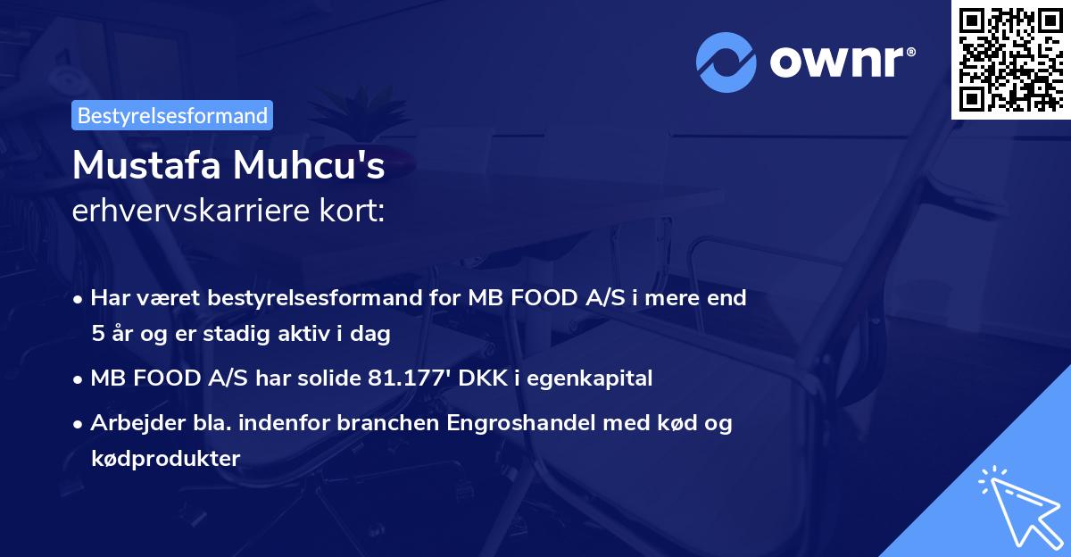 Mustafa Muhcu's erhvervskarriere kort