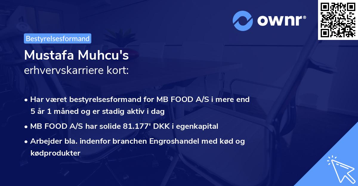 Mustafa Muhcu's erhvervskarriere kort