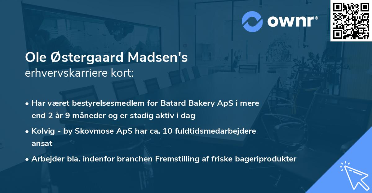 Ole Østergaard Madsen's erhvervskarriere kort