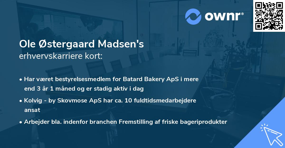 Ole Østergaard Madsen's erhvervskarriere kort