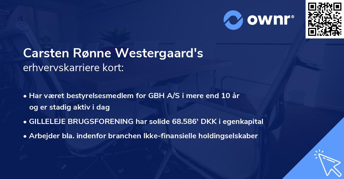 Carsten Rønne Westergaard's erhvervskarriere kort