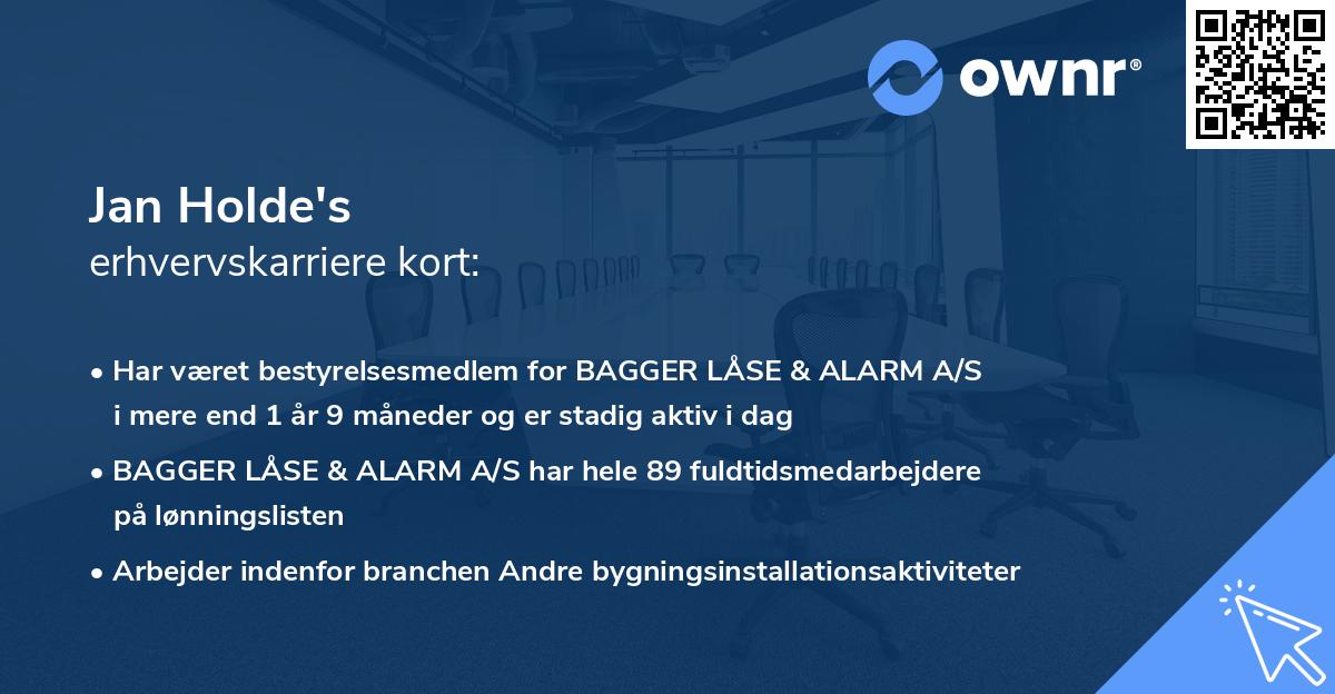 Jan Holde's erhvervskarriere kort