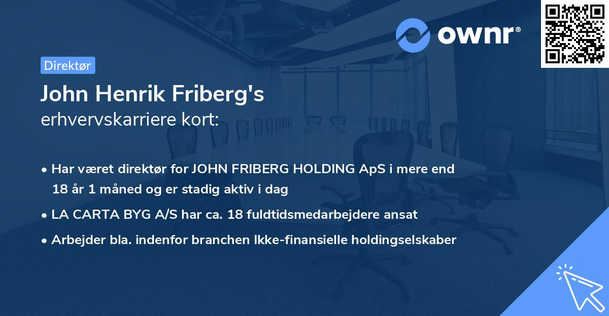 John Henrik Friberg's erhvervskarriere kort