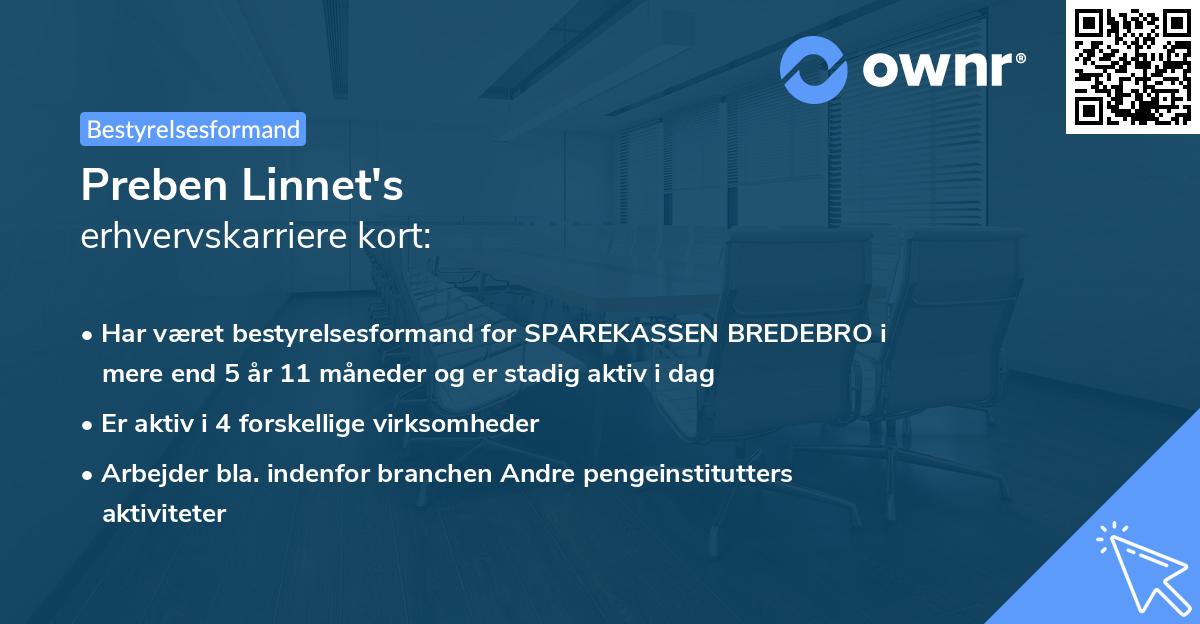 Preben Linnet's erhvervskarriere kort