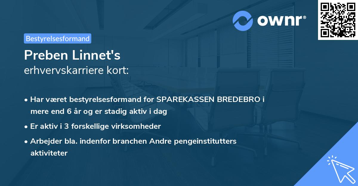 Preben Linnet's erhvervskarriere kort