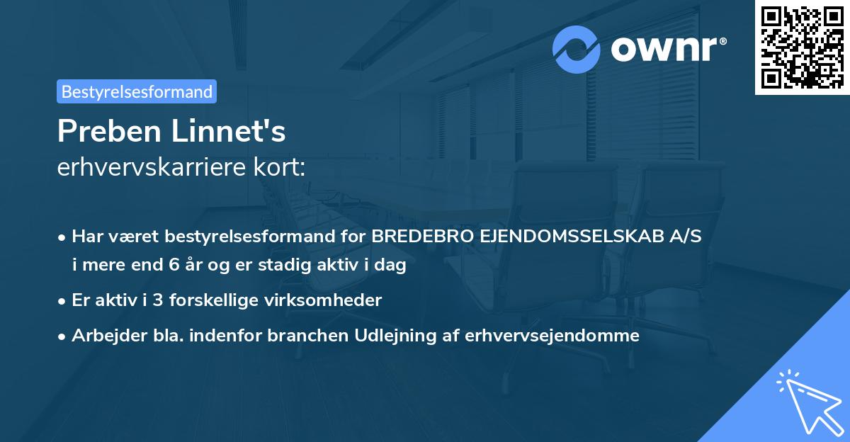 Preben Linnet's erhvervskarriere kort