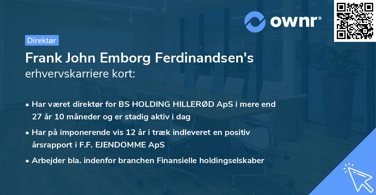 Frank John Emborg Ferdinandsen's erhvervskarriere kort