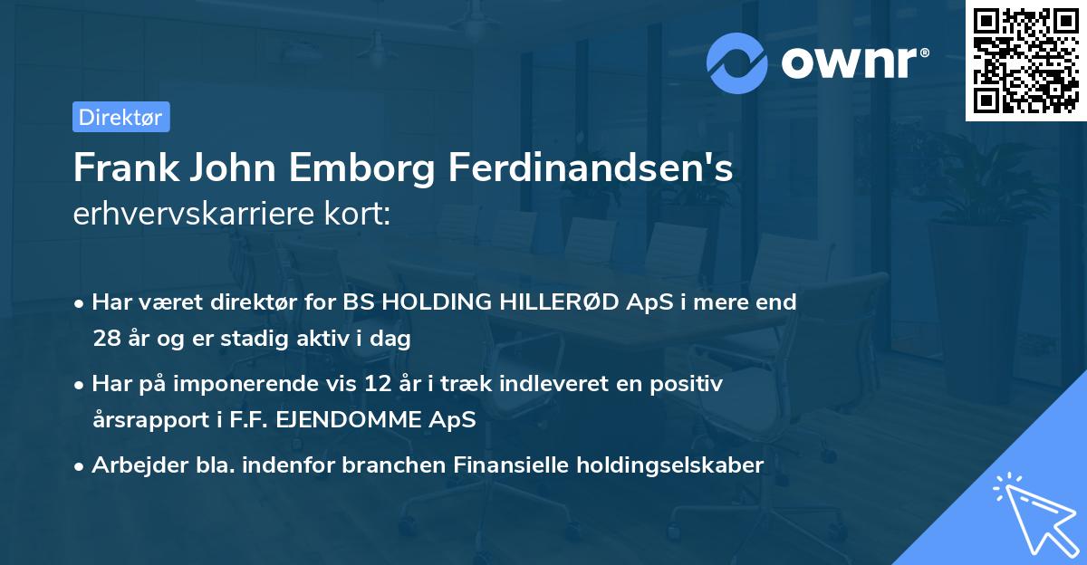 Frank John Emborg Ferdinandsen's erhvervskarriere kort