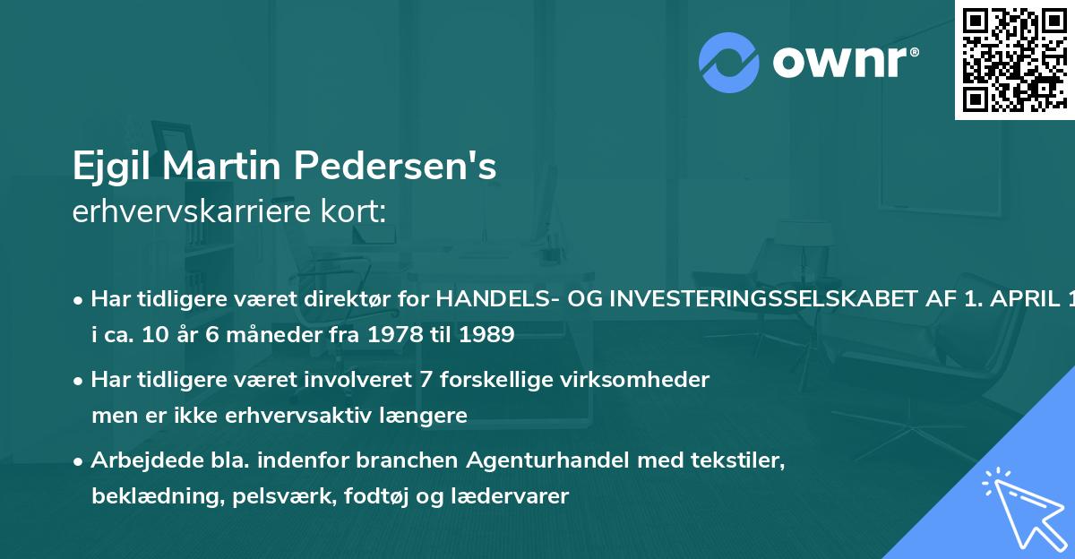 Ejgil Martin Pedersen's erhvervskarriere kort