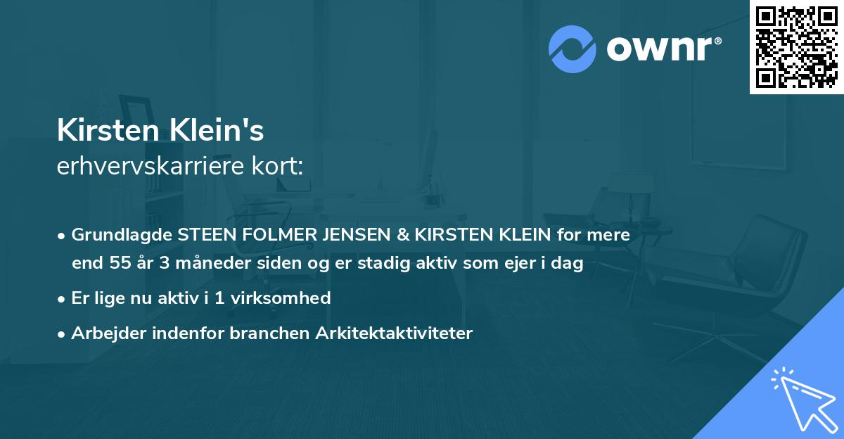 Kirsten Klein's erhvervskarriere kort
