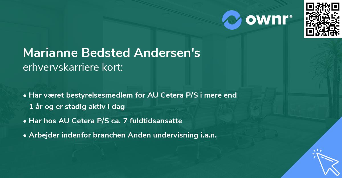 Marianne Bedsted Andersen's erhvervskarriere kort