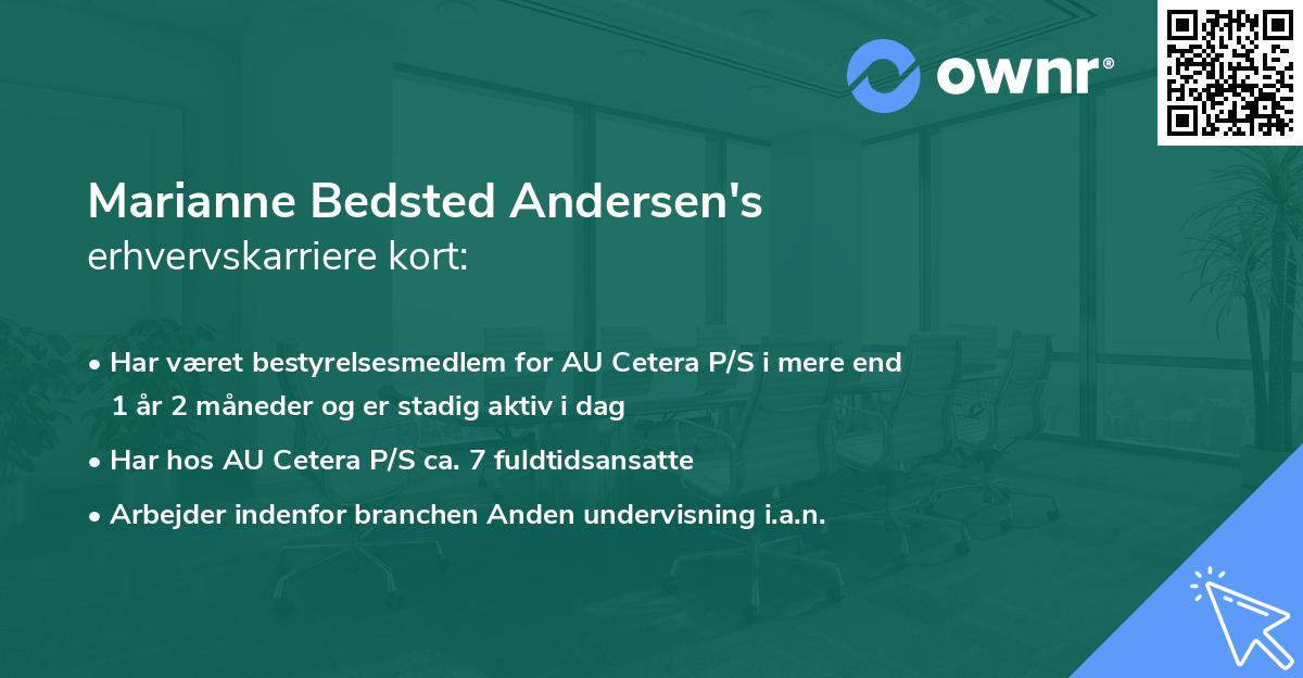 Marianne Bedsted Andersen's erhvervskarriere kort